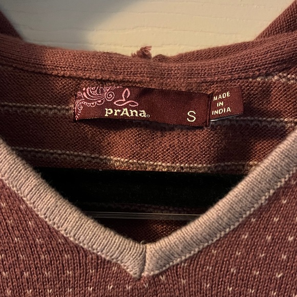 Prana Maroon Knit Dress with Stripes and hood. - Picture 2 of 4